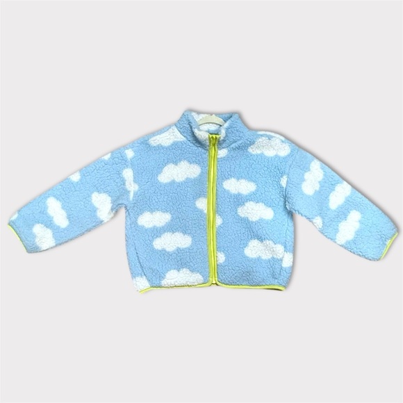 Old Navy Other - Old Navy Girls Blue Cloud Print Sherpa Fleece Zip Jacket Size M (8)